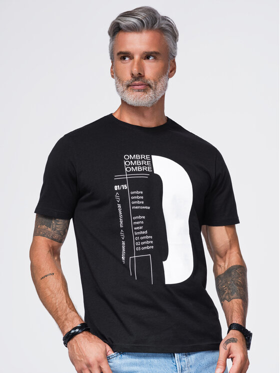 Ombre Ombre T-Shirt OM-TSPT-0299 Černá Regular Fit