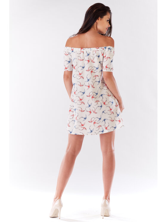 Awama Awama Sukienka letnia A175 Écru Basic Fit