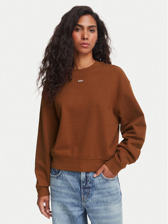 HUGO Суитшърт Delessa 50534344 Тъмнокафяв Regular Fit