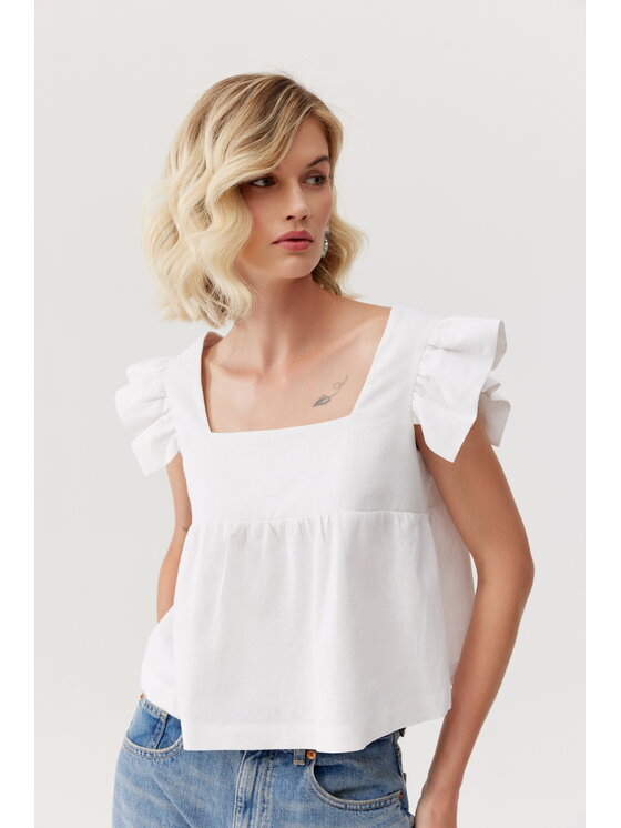 TOTU TOTU Top MELODY Biały Regular Fit