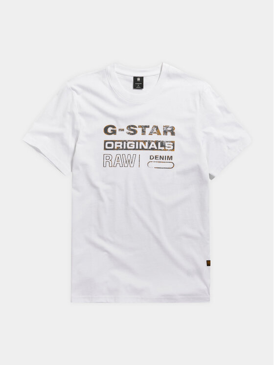 G-Star Raw G-Star Raw Tricou Distressed D24420-336 Alb Slim Fit
