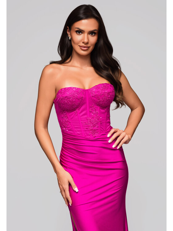 Ombre Ombre Sukienka wieczorowa LA-OM-DLR186 Fioletowy Regular Fit