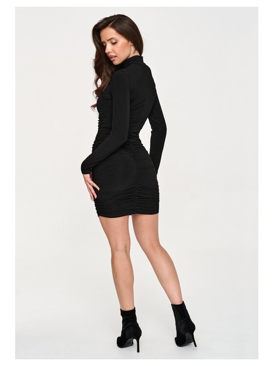 Makadamia Makadamia Sukienka codzienna M964 Czarny Fitted Fit