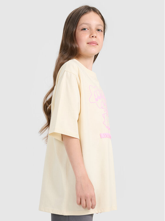 4F 4F T-Shirt KITTY JOGA Kremowy Oversize