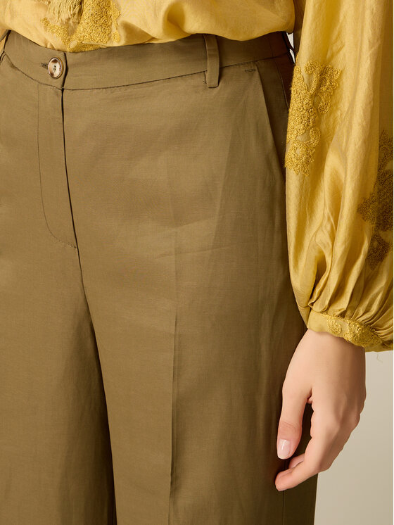 Oltre Oltre Spodnie materiałowe P054R008914N035 Zielony Baggy Fit