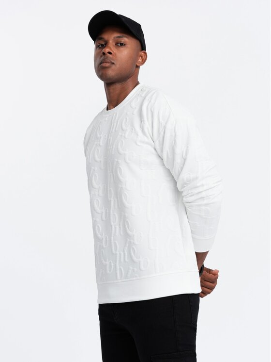 Ombre Ombre Mikina OM-SSNZ-0164 Bílá Relaxed Fit