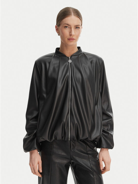 Rinascimento Rinascimento Jakna iz umetnega usnja CFC0127530003 Črna Relaxed Fit