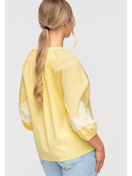 Ombre Ombre Koszula OW-SH-E0042 Żółty Loose Fit