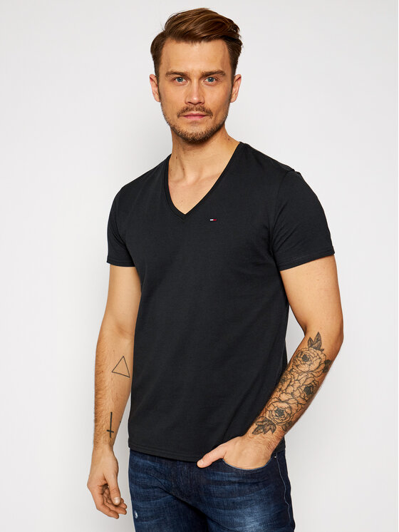 Tommy Jeans Tričko DM0DM04410 Čierna Regular Fit