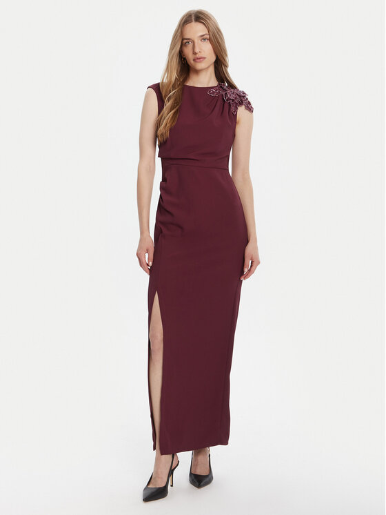 Rinascimento Rinascimento Večernja haljina CFC0020094002 Tamnocrvena Slim Fit