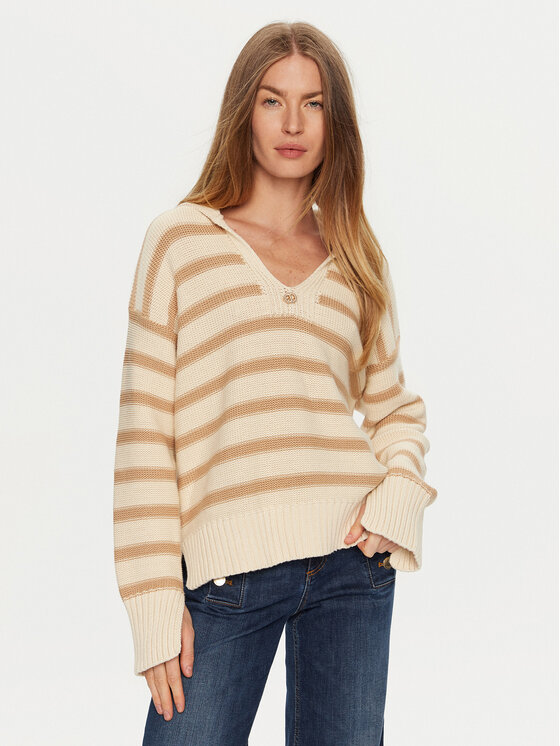 TWINSET Sveter 241TP3210 Béžová Loose Fit