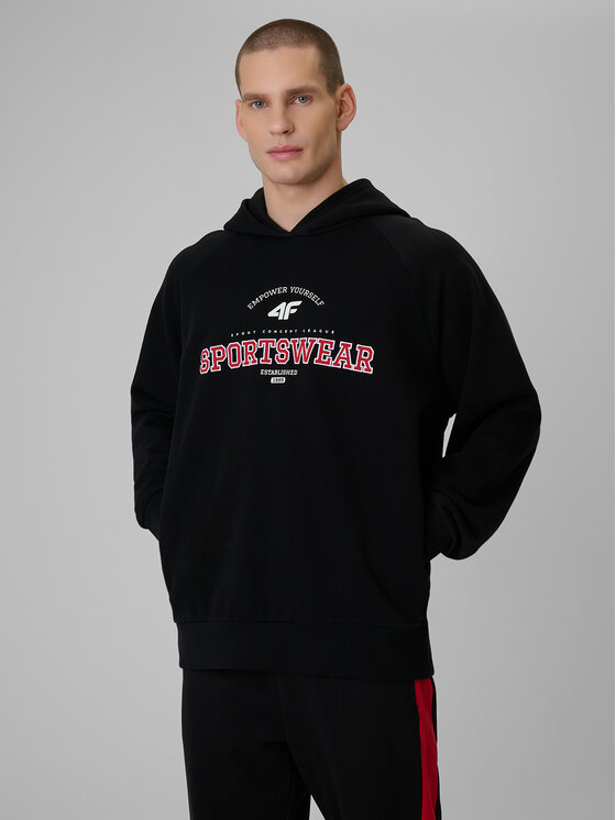 4F 4F Bluza SPORTS CLUB Czarny Loose Fit