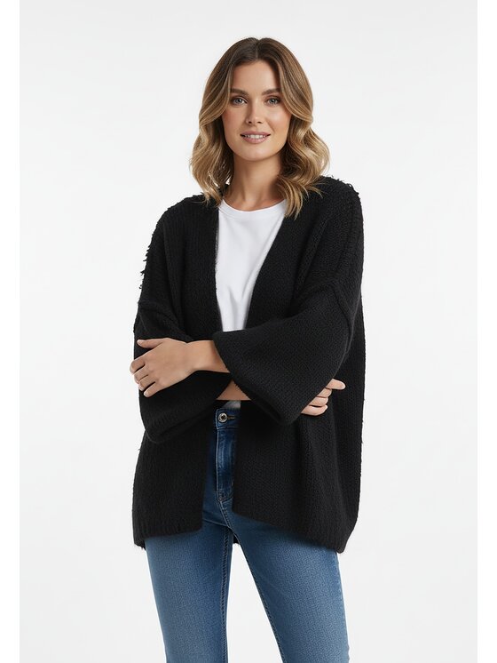 FIGL FIGL Kardigan M1264 Czarny Regular Fit