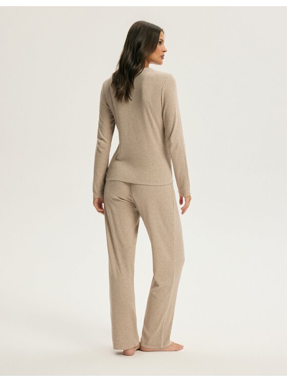Esotiq Esotiq Piżama 44551 Beżowy Regular Fit