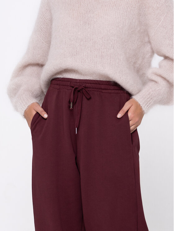 Miss LK Miss LK Spodnie materiałowe MISSLKSM Bordowy Loose Fit