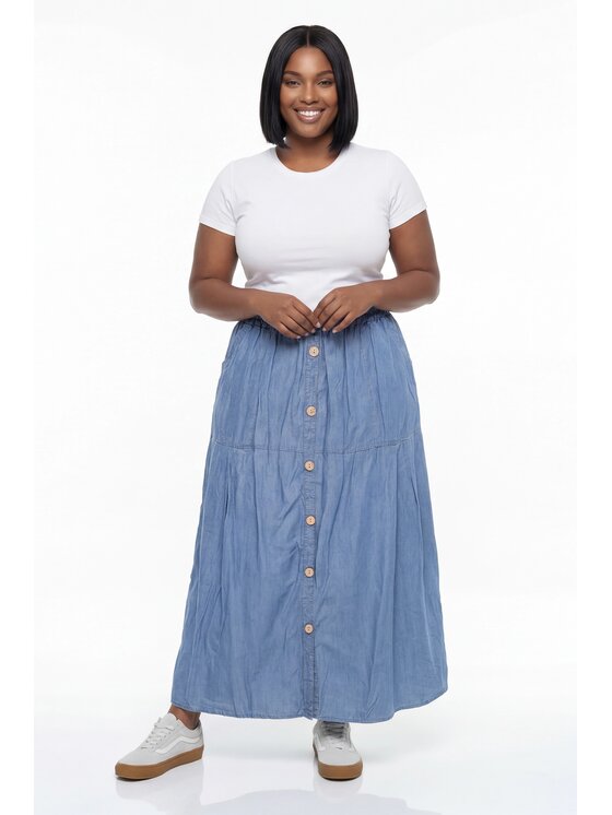 FIGL FIGL Maxi sukňa M1331 Modrá Straight Fit