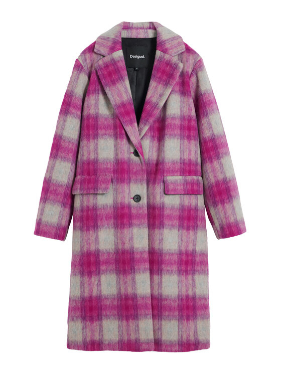 Desigual Desigual Vilnonis paltas Pinkcheck 25WWEW15 Rožinė Regular Fit