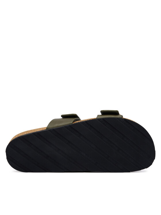 Tommy Hilfiger Tommy Hilfiger Šľapky Leather Double Strap Cork Sandals FW0FW09118 Zelená