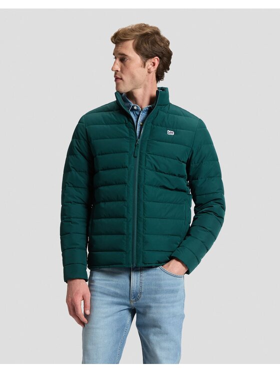 Lee Lee Kurtka puchowa STAND COLLAR PUFFER Zielony Regular Fit