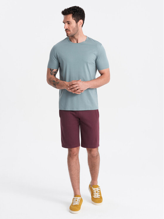 Ombre Ombre Szorty materiałowe OM-SRBS-0149 Bordowy Regular Fit