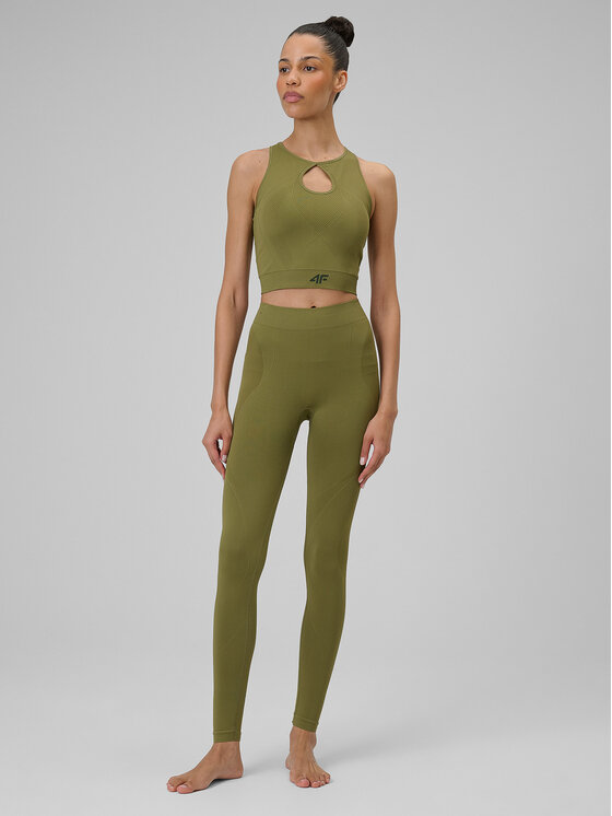 4F 4F Legginsy SOLAR PUNK Khaki Slim Fit