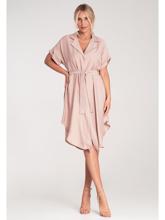FIGL FIGL Košeľové šaty M1224 Ružová A-Line Fit