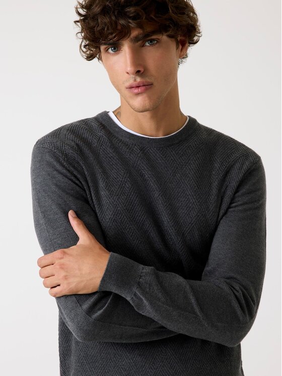 Guess Guess Sweter 179283 Szary Classic Fit