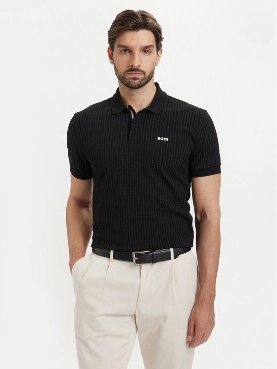 BOSS Tricou polo Pl Goc Birdie 3 50559355 Negru Regular Fit