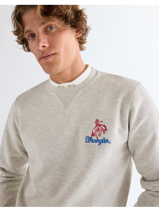 Wrangler Wrangler Bluza EMBROIDERY CREW Szary Regular Fit
