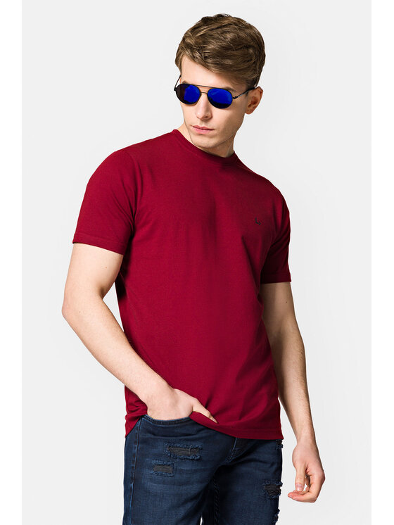 Lancerto Lancerto T-Shirt Linus TS073123000026 Bordowy Regular Fit
