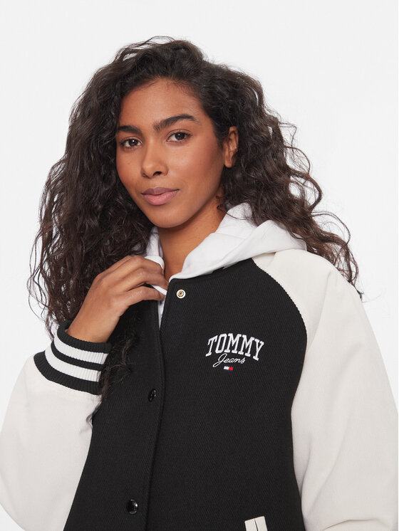 Tommy Jeans Tommy Jeans Bomberjacke Cord Mix Letterman DW0DW16592 Schwarz Regular Fit