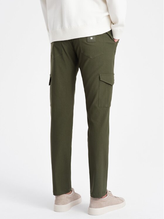 Ombre Ombre Kalhoty z materiálu OM-PACG-0178 Zelená Regular Fit