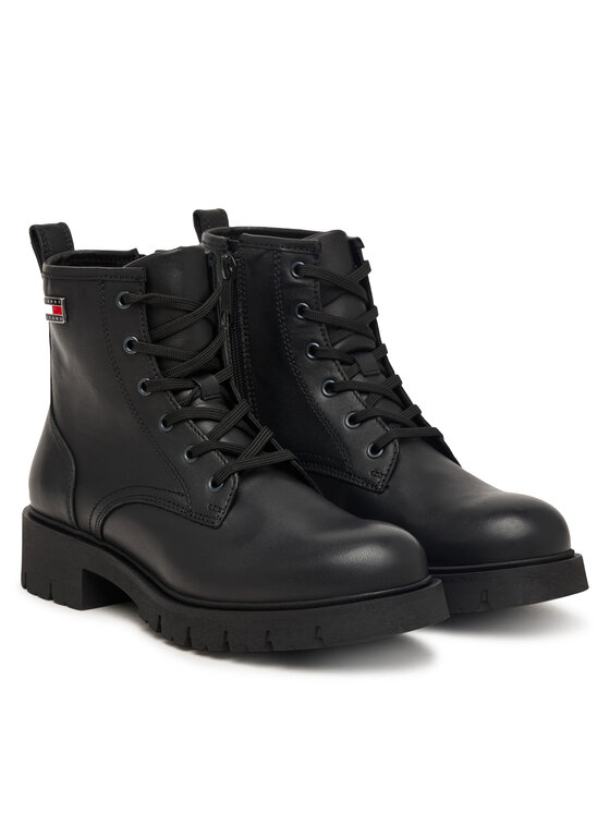 Tommy Jeans Tommy Jeans Ορειβατικά παπούτσια Tjw Cleated Lace Up Boots EN0EN03104 Μαύρο