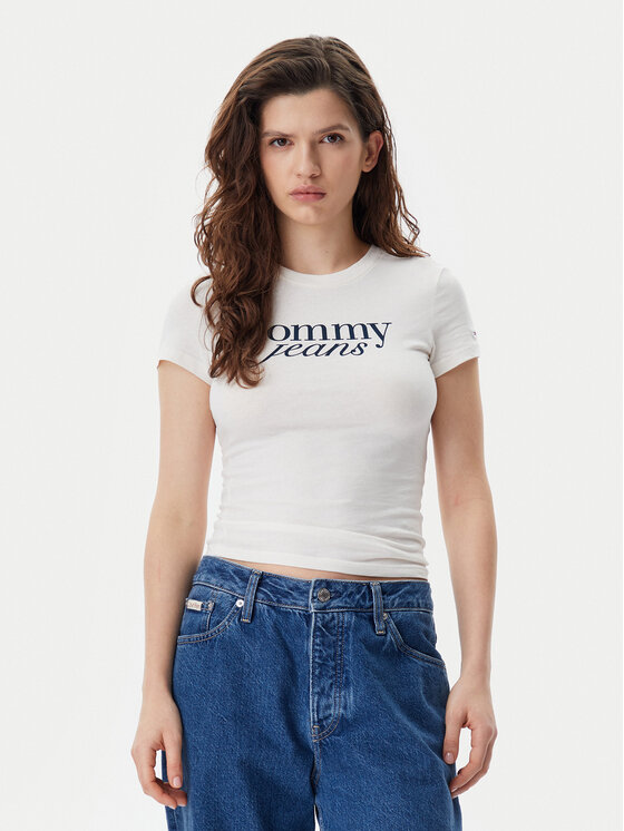 Tommy Jeans Tommy Jeans Póló Essential DW0DW19447 Ekru Slim Fit