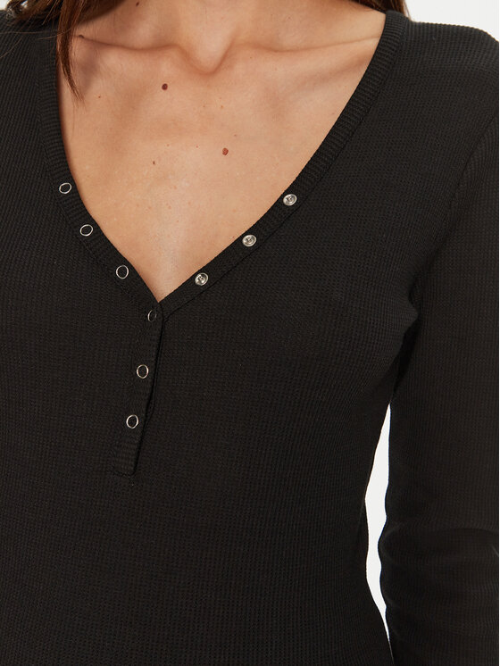 Hunkemöller Hunkemöller Cămașă pijama 205123 Negru Slim Fit