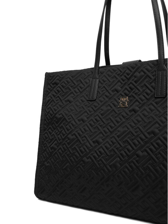 Tommy Hilfiger Tommy Hilfiger Táska Th City Tote Mono Nylon AW0AW18163 Fekete