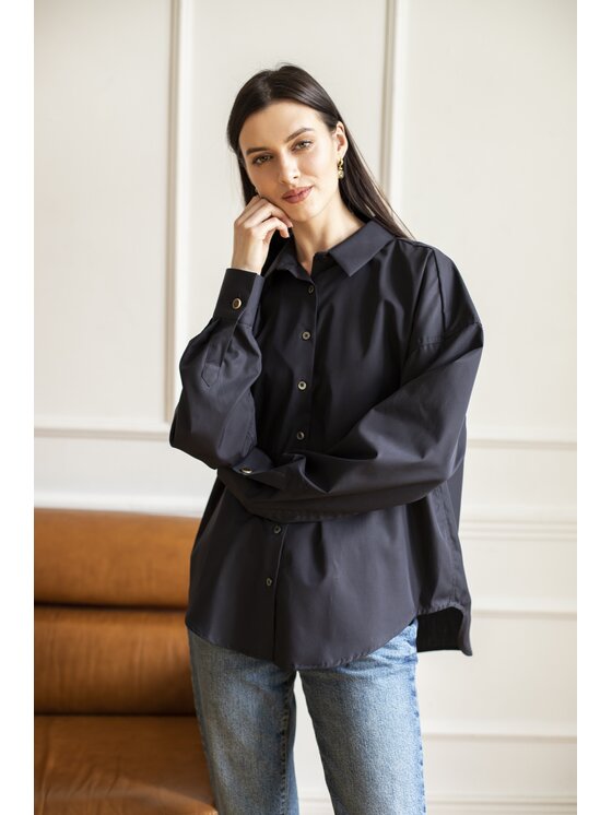 Entelier Entelier Koszula Classic Czarny Oversize