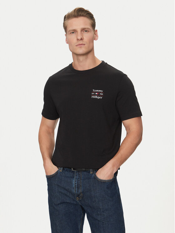 Férfi Póló Tommy Hilfiger, Méret: S, Fekete, Stack MW0MW38622