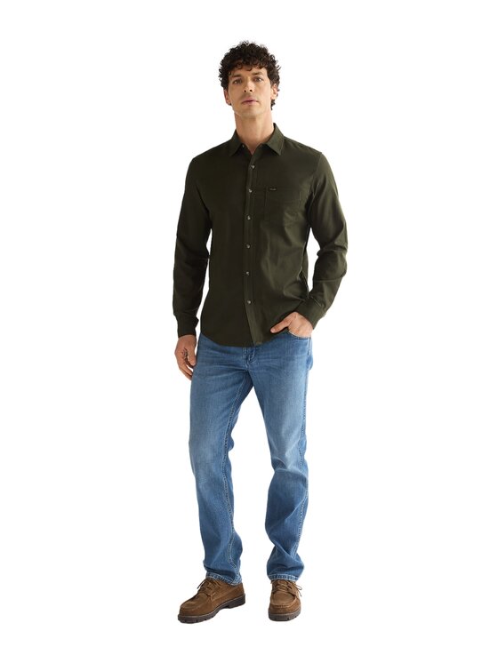 Wrangler Wrangler Koszula 112386947 Zielony ciemny Regular Fit