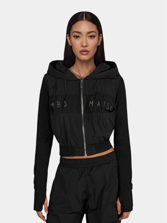 MADE BY SOCIETY MADE BY SOCIETY Kurtka anorak TECH ZIPPER Hoodie - H27768 Czarny Basic Fit