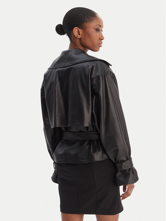 HUGO HUGO Ādas jaka Lanitte 50560068 Melns Relaxed Fit