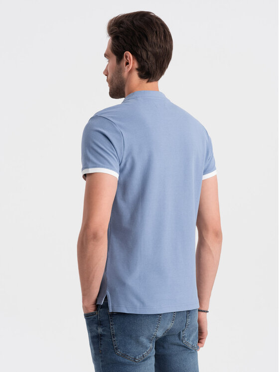 Ombre Ombre T-Shirt OM-TSCT-0156 Modrá Regular Fit