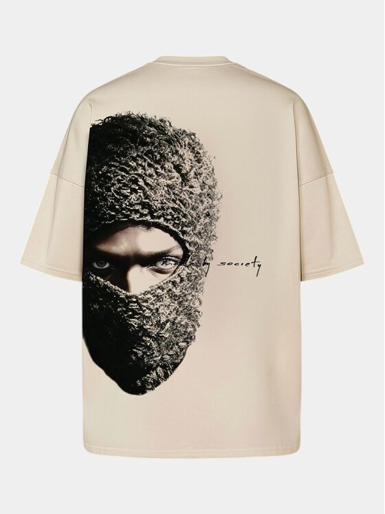 MADE BY SOCIETY MADE BY SOCIETY T-Shirt Tricou ASH SCHEMATIC - T17174 Beżowy Basic Fit