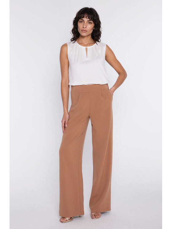 NIFE NIFE Kalhoty z materiálu SD139 Hnědá Modern Relaxed Fit