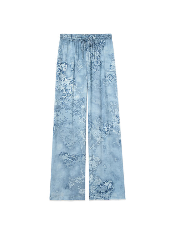 Oltre Oltre Pantaloni di tessuto P033J002692N0R4 Turchese Baggy Fit