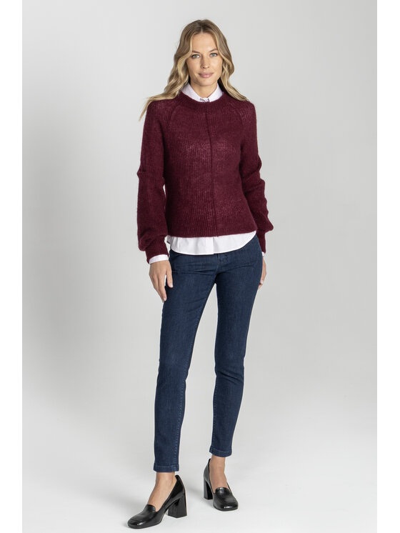 Deni Cler Milano Deni Cler Milano Sweter T-DC-S484-E5-95-39-1 Bordowy Regular Fit
