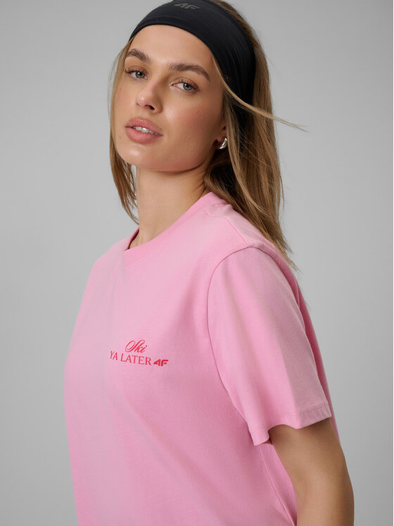 4F 4F T-Shirt WINTER CLUB Różowy jasny Loose Fit
