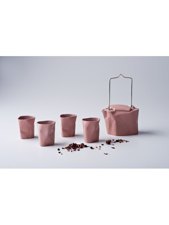 Ćmielów Design Studio Ćmielów Design Studio Zestaw do herbaty Pogięty różowy Różowy