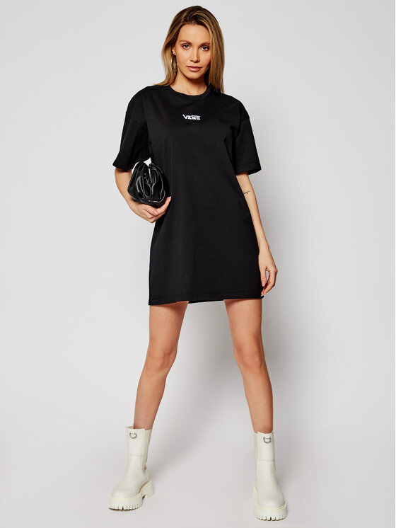 Vans Vans Každodenné šaty Center Vee Tee VN0A4RU2 Čierna Oversize
