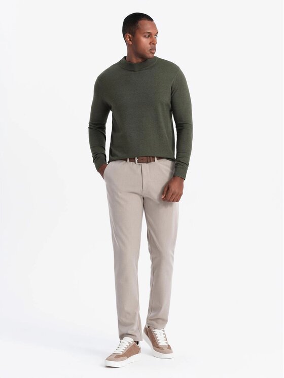 Ombre Ombre Sweter OM-SWTN-0125 Zielony Regular Fit